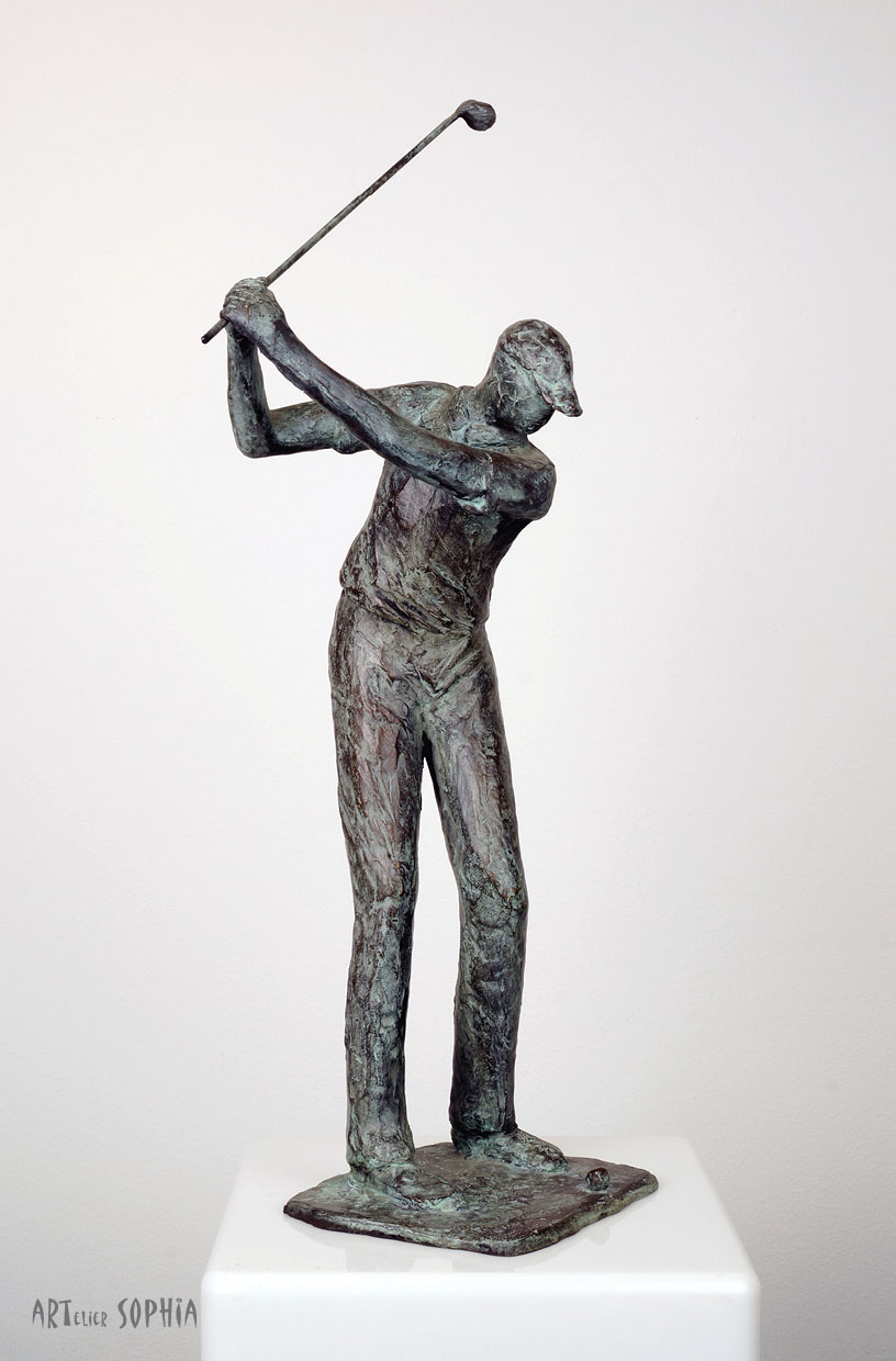 binnenplaats leraar Verrast zijn Bronzen beeld ''Golfer'' - Artelier Sophia in AmsterdamArtelier Sophia in  Amsterdam