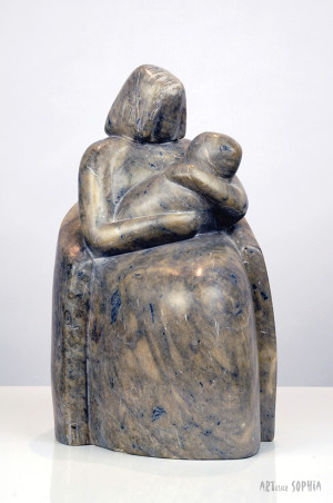 Stone sculpture Mother and baby