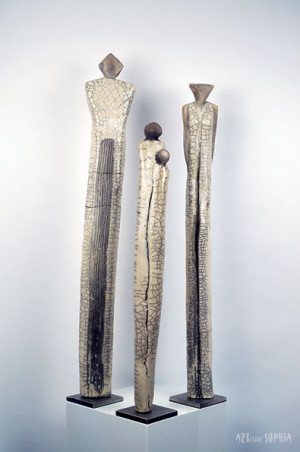Raku sculpture Family